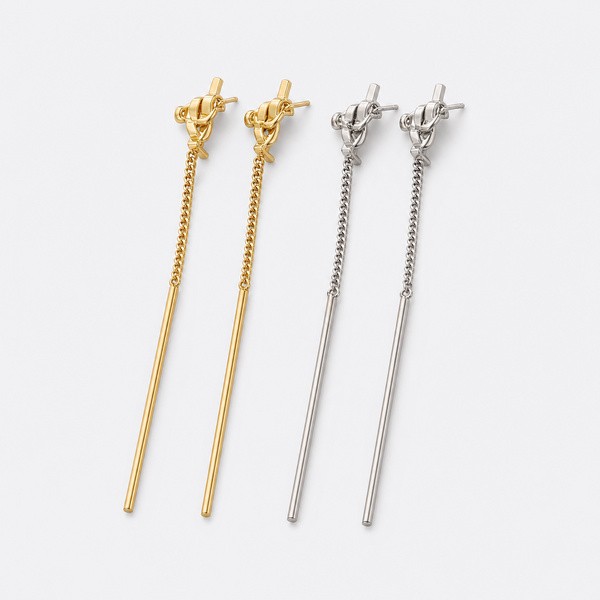 サンローラン YSLロゴ ピアス ゴールド スレッダードロップ
