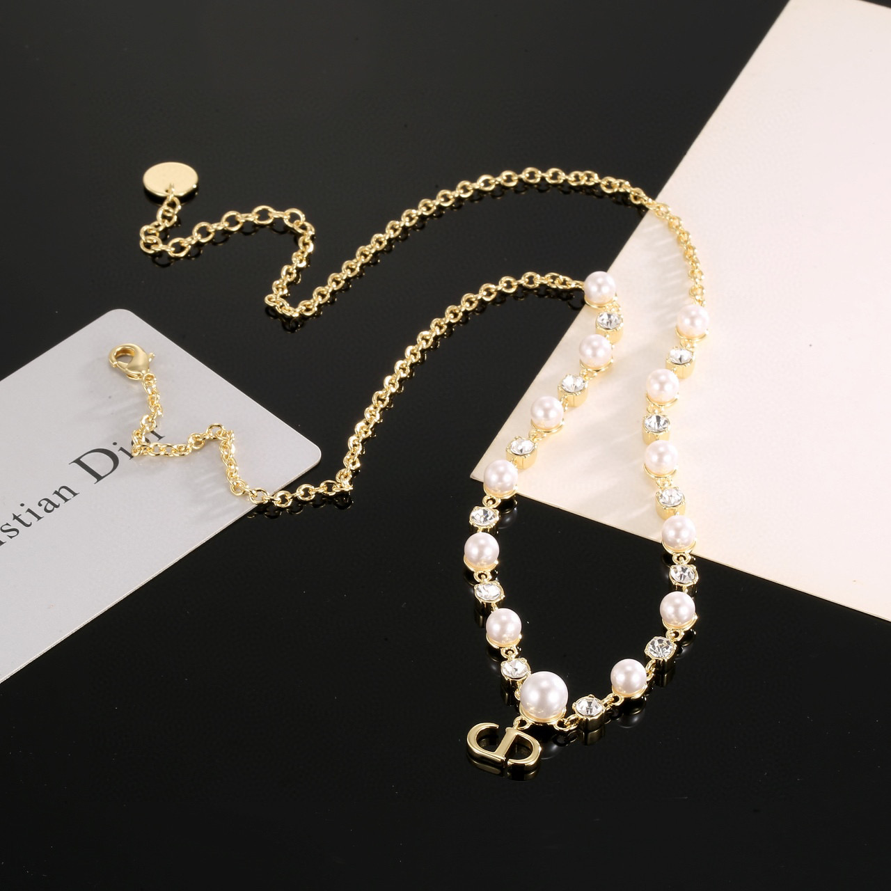 ディオール ロゴレター J'Adior ヴィンテージ ネックレス パールステーション 画像 5