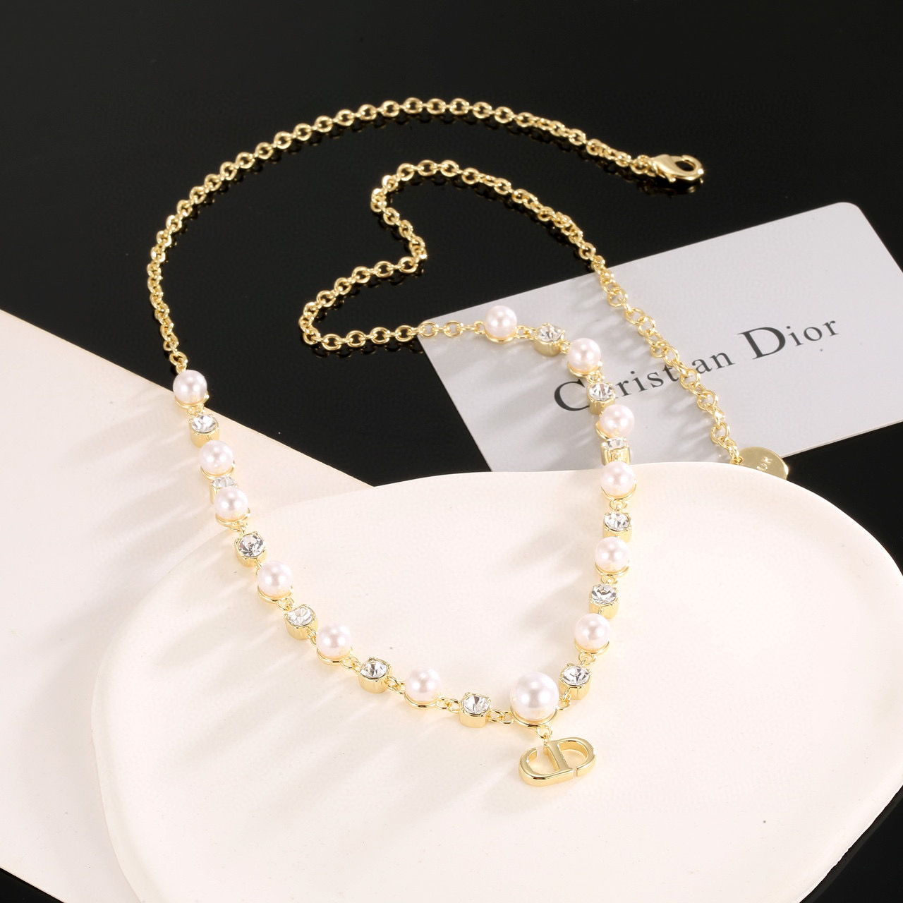ディオール ロゴレター J'Adior ヴィンテージ ネックレス パールステーション 画像 7