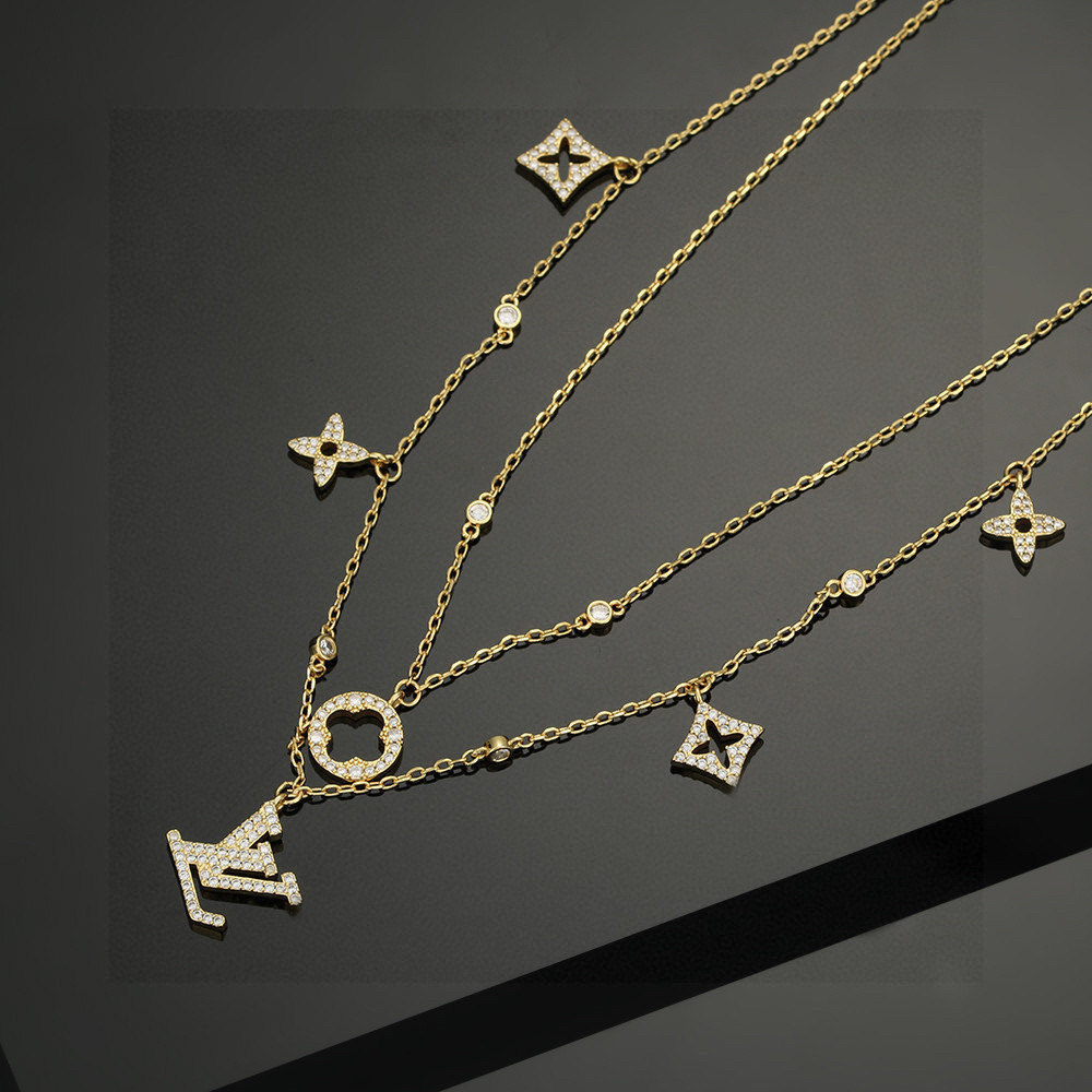 ルイヴィトン ロゴレター ダブルレイヤー マルチチャーム スター ネックレス 画像 5