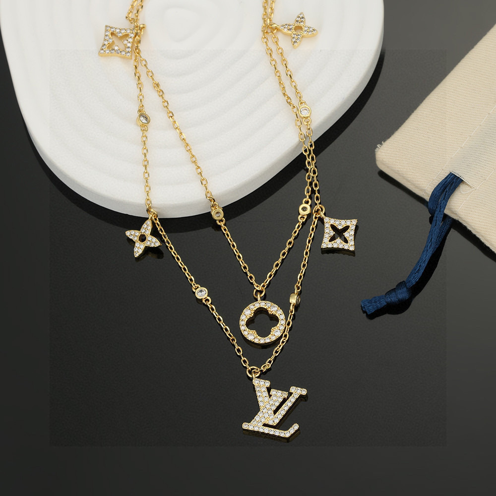 ルイヴィトン ロゴレター ダブルレイヤー マルチチャーム スター ネックレス 画像 6