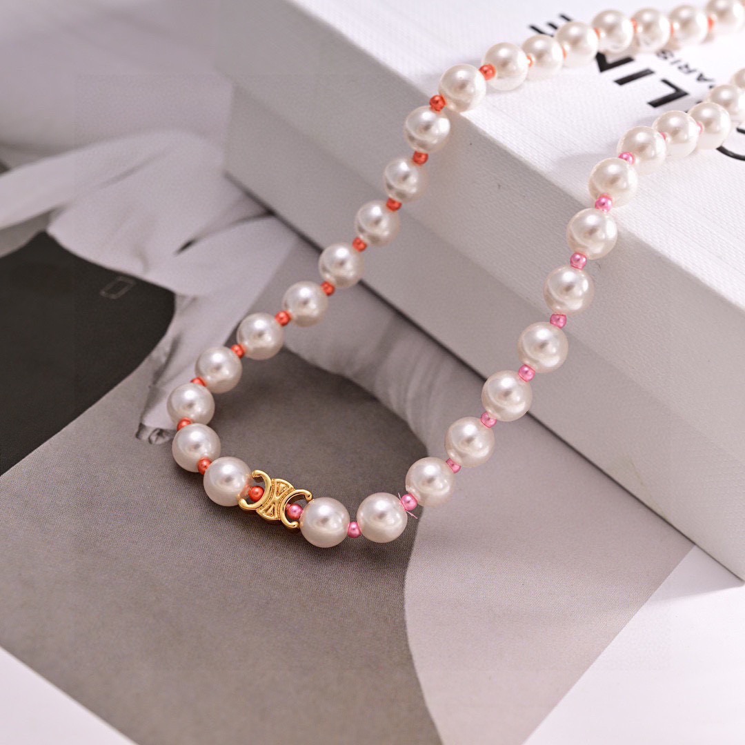 セリーヌ イエロー ゴールド ハート Precious ネックレス ピンク パール セット 画像 5