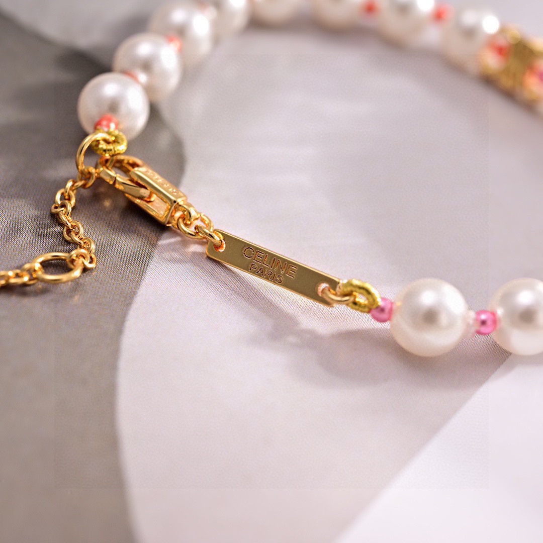 セリーヌ イエロー ゴールド ハート Precious ネックレス ピンク パール セット 画像 8