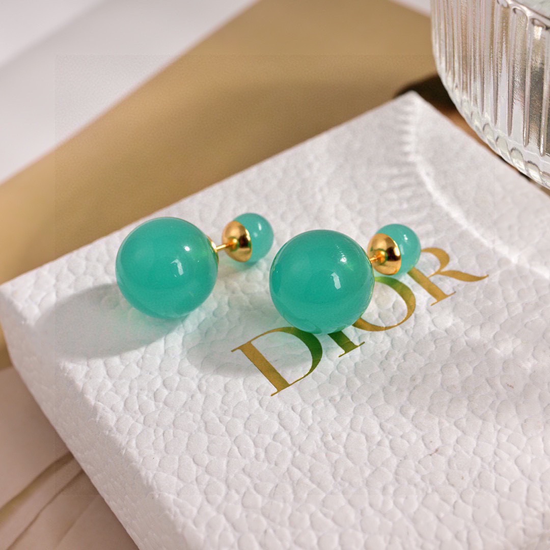 ディオール ゴールド ハート ロゴレター ピアス レッド グリーン ボール スタッド 詳細画像 2