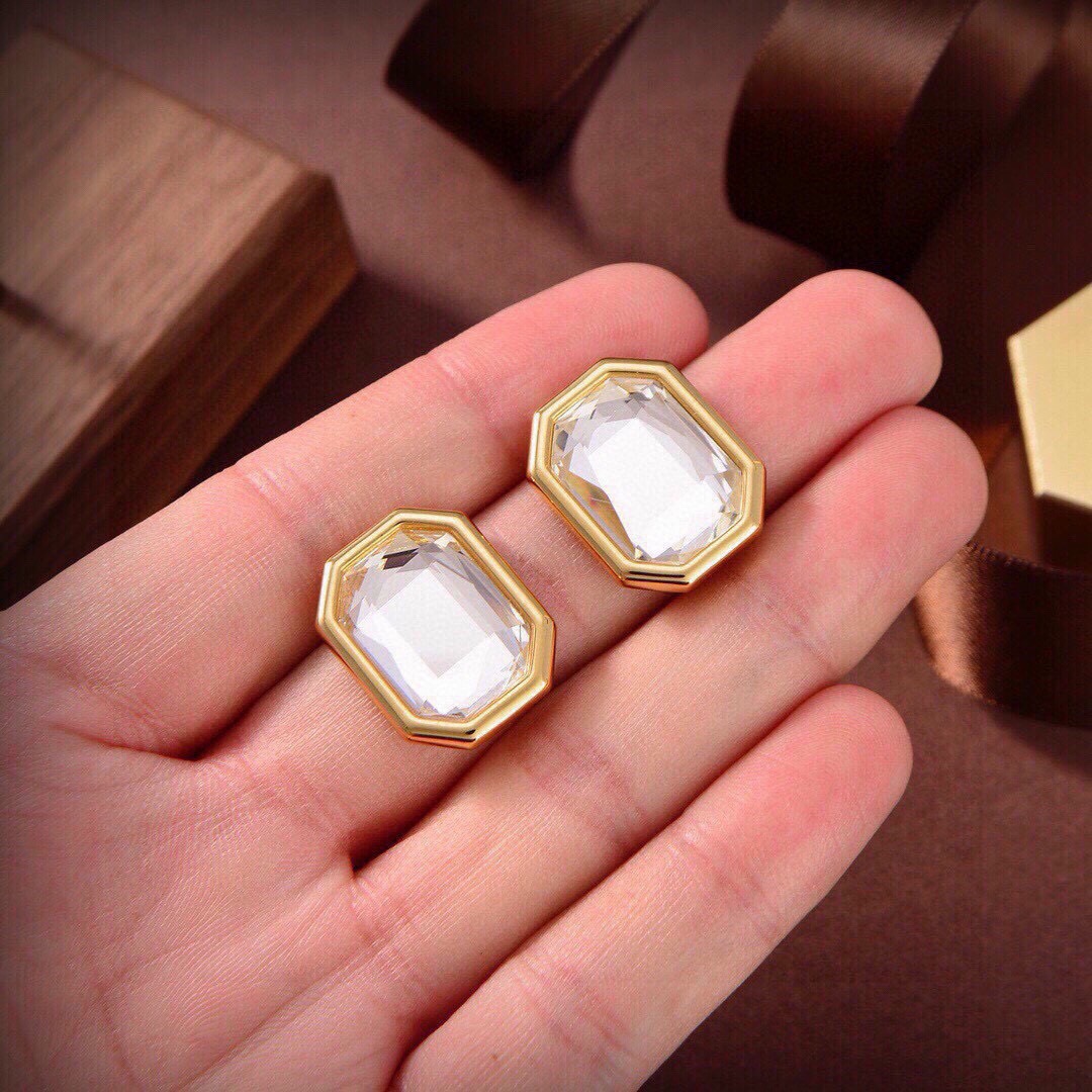バレンシアガ イエロー スクエアクリスタル ピアス 画像 7