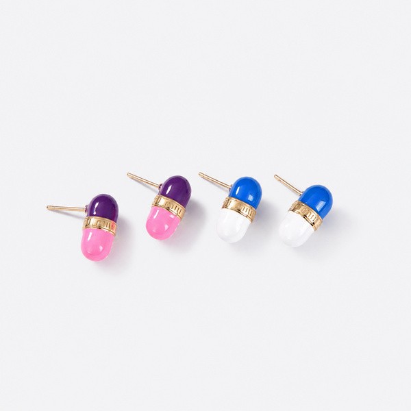 ミュウミュウ カラーピル ドロップ ピアス ピンク ブルー