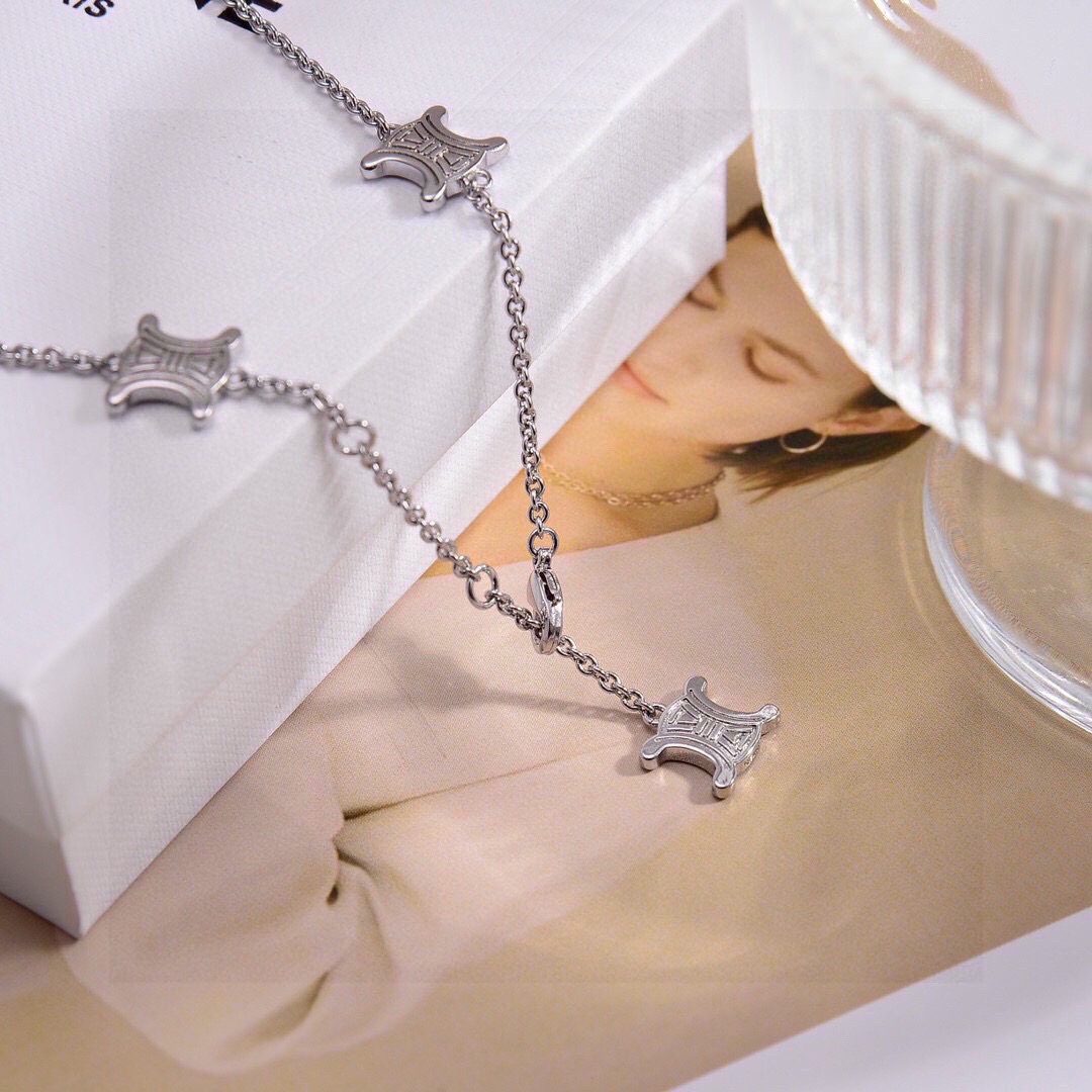 セリーヌ イエロー ゴールド ハート Precious ネックレス シルバー スター ダブル ペンダント 詳細画像 1