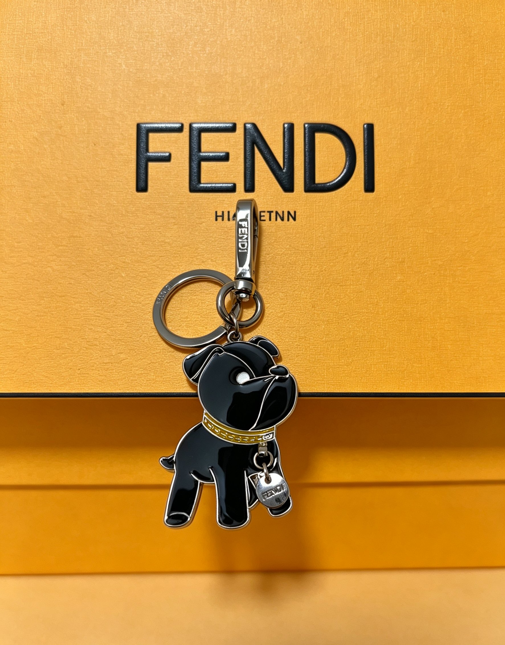 フェンディ フレンチブルドッグ シルバー ブラック ヴィンテージ バッグチャーム キーホルダー オレンジ シルバー フレンチブルドッグ 詳細画像 2