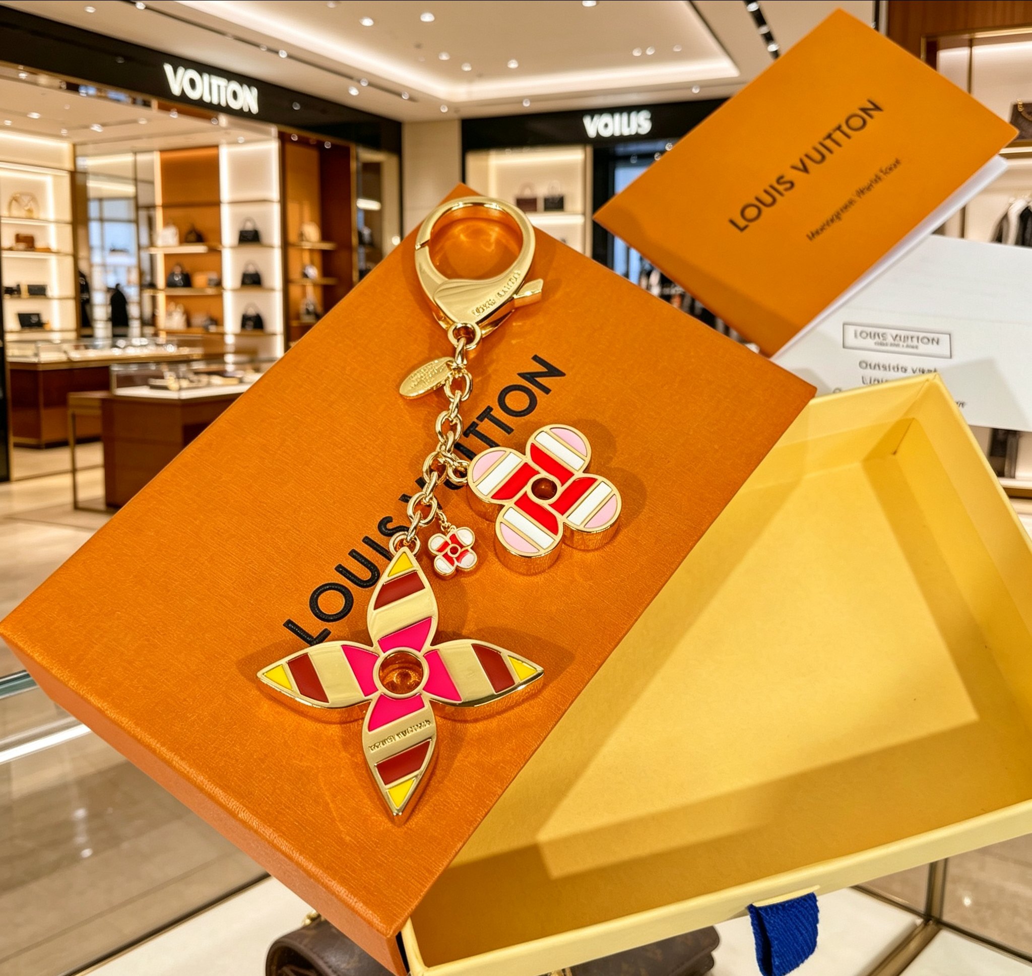 ルイヴィトン ハート エナメル モノグラム バッグチャーム キーホルダー 画像 4