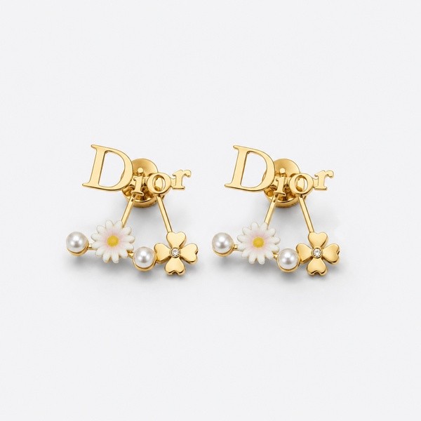 ディオール ロゴ レター ピアス イエローゴールド ピンク