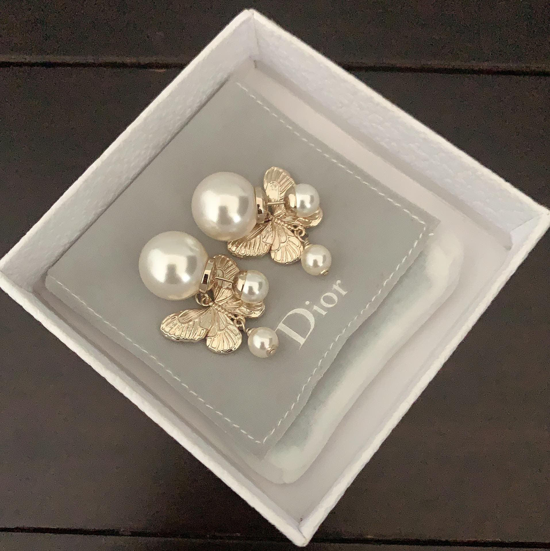 ディオール パール ピアス イエローゴールド パール ドロップ スタッド 画像 6