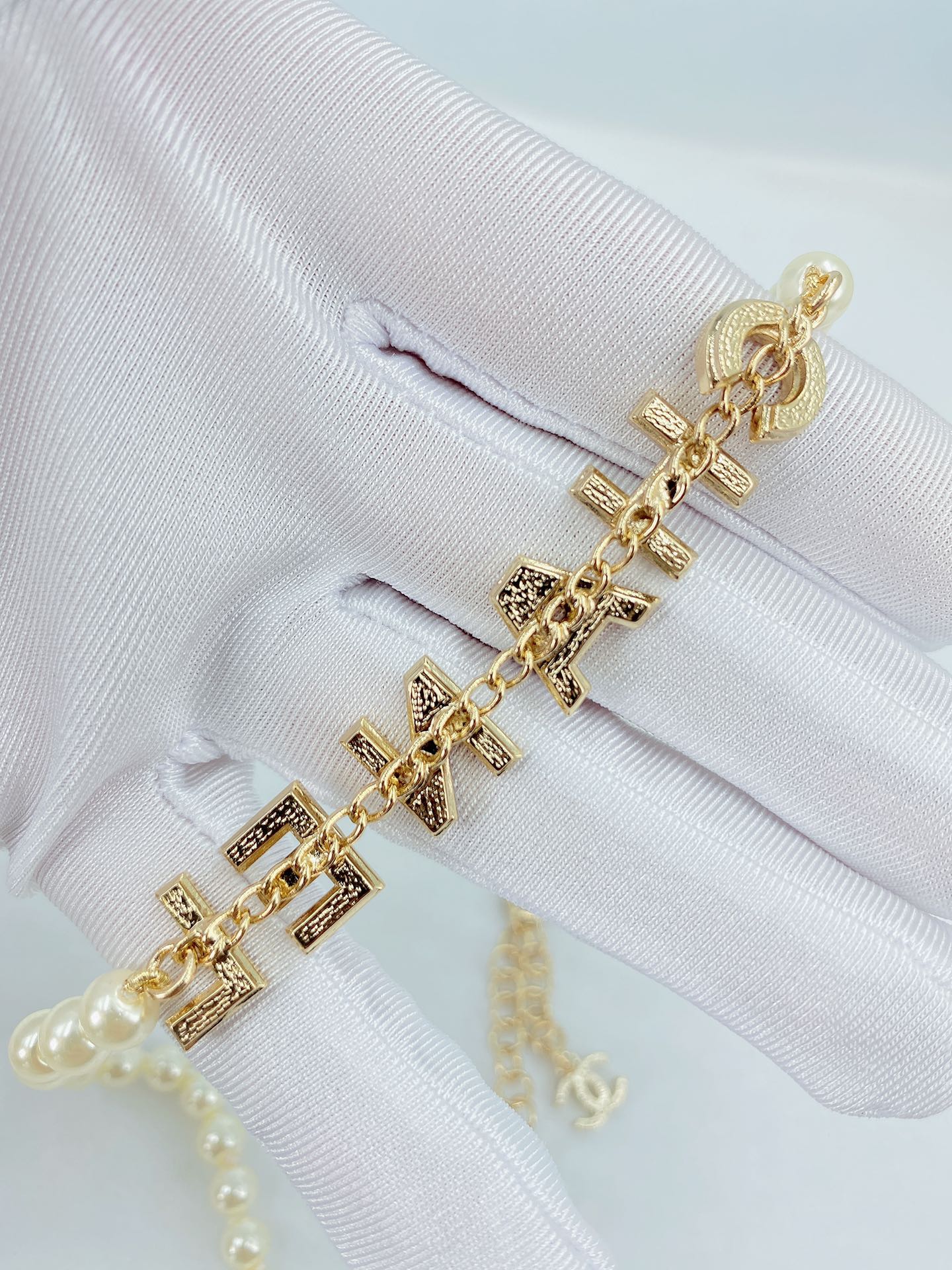 シャネル ロゴ レター パール ネックレス パール ロゴ クラスター 画像 7