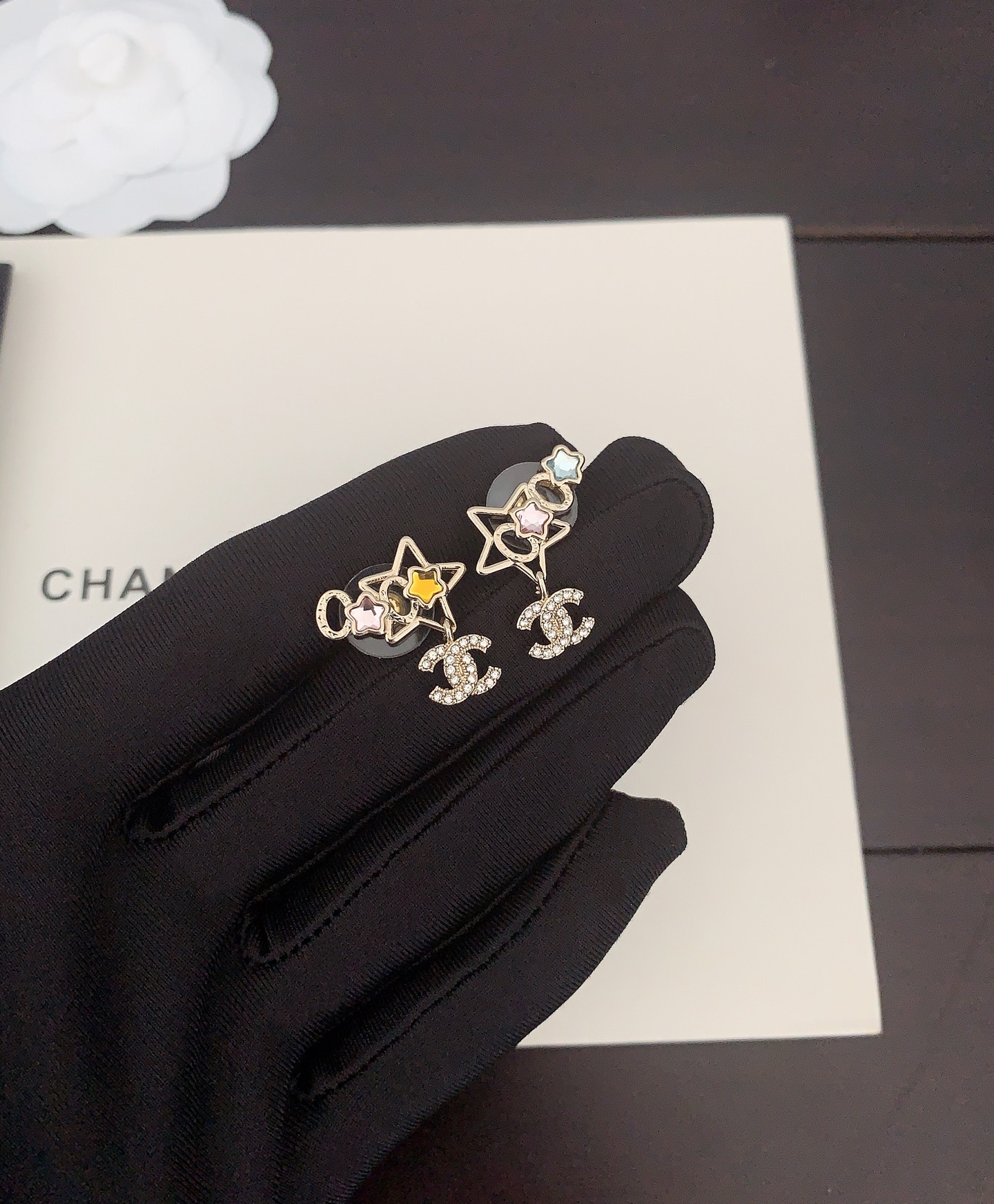 シャネル スター ピアス イエローゴールド マルチカラー 詳細画像 1