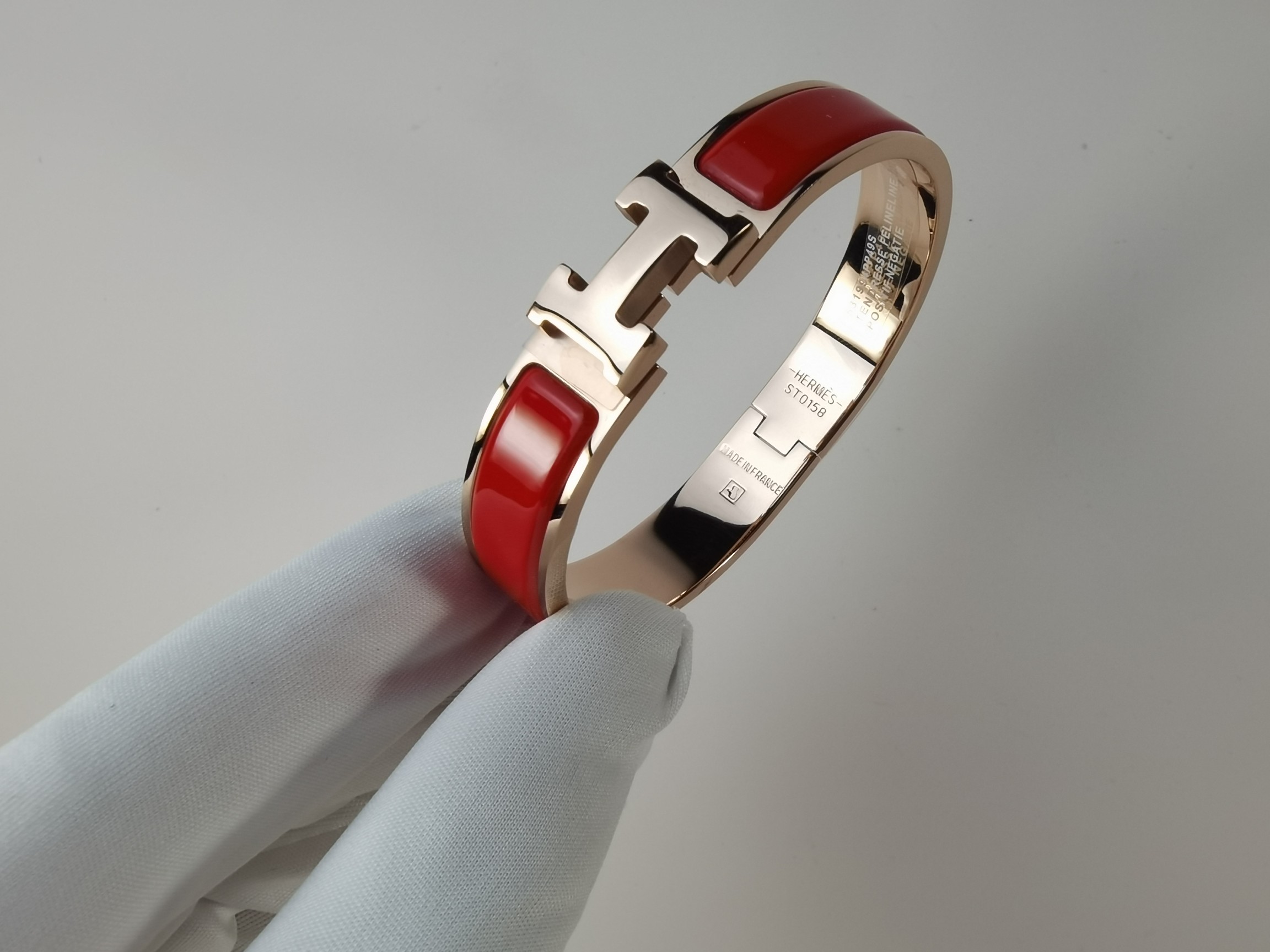 エルメス エナメル ブレスレット レッド ピンク 画像 9