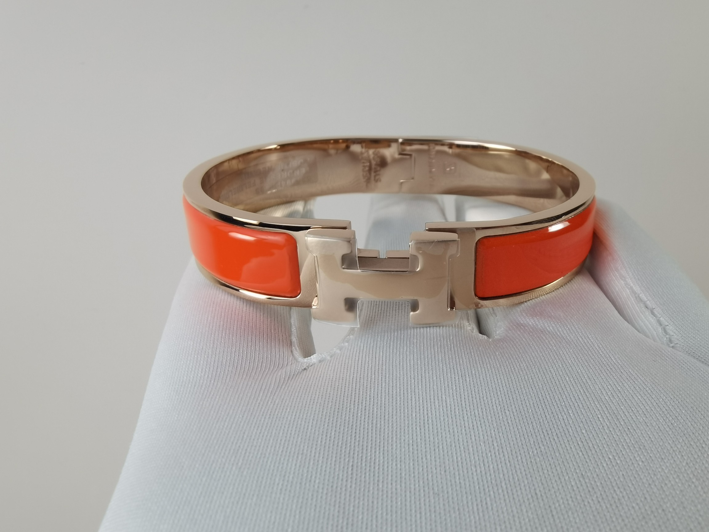 エルメス エナメル ブレスレット ピンク クリック H オレンジ 画像 7