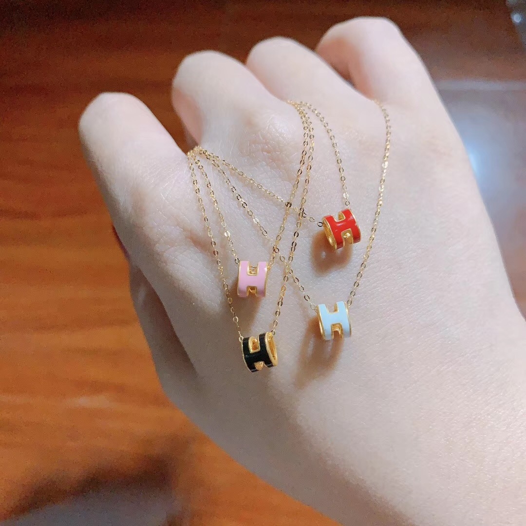 エルメス エナメル ネックレス ローズゴールド イエローゴールド 画像 6