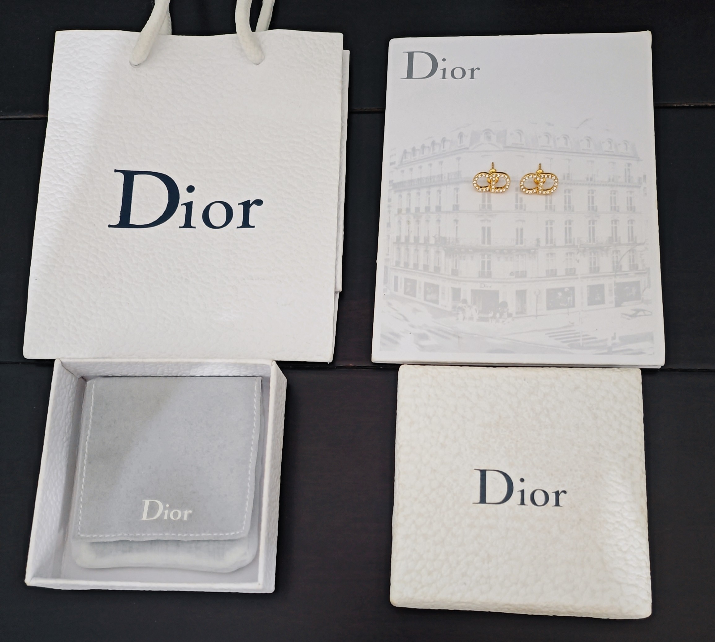 ディオール ロゴ レター ピアス イエローゴールド CD フープ スタッド 画像 4