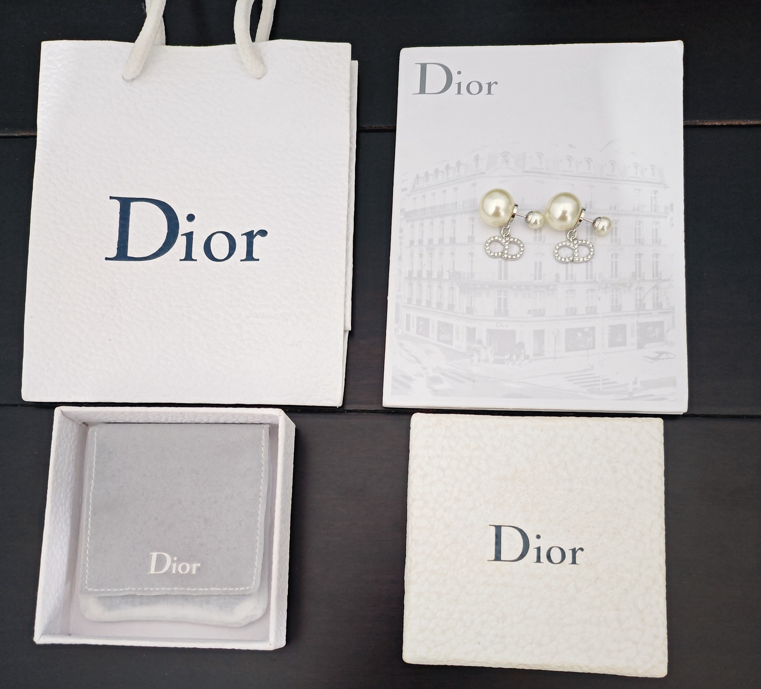 ディオール ロゴ レター パール ピアス イエローゴールド シルバー シルバー ゴールド CD パール 画像 4