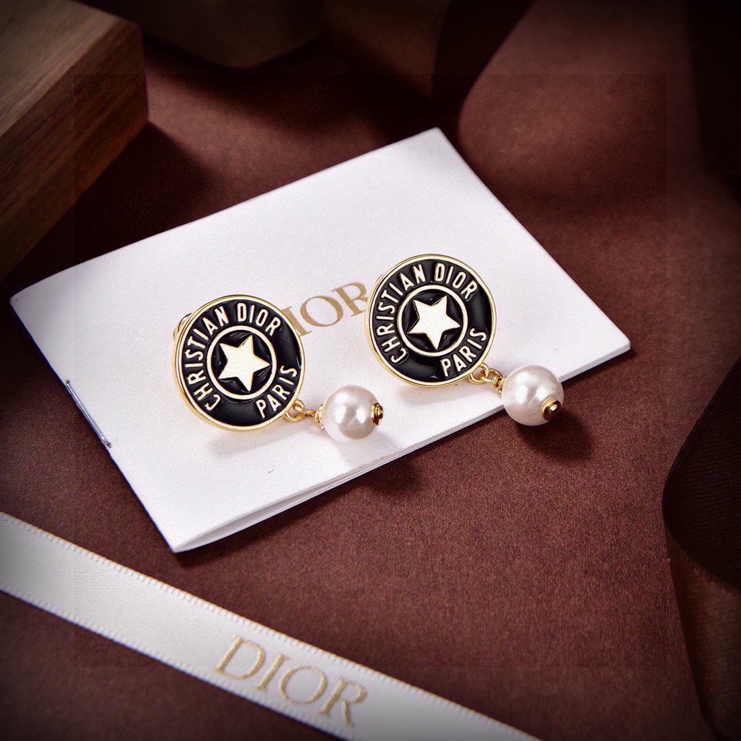 ディオール ロゴ レター パール ピアス イエローゴールド JAdior パール スタッド 画像 5