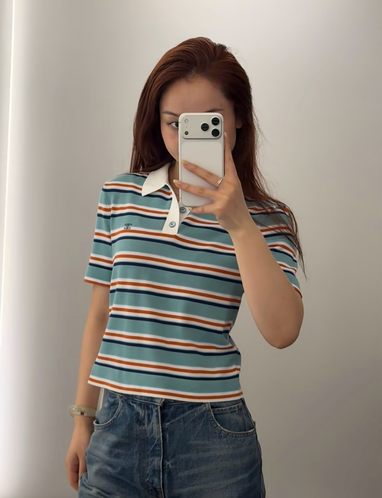 ファッション ストライプ ニット Tシャツ マルチカラー 詳細画像 3