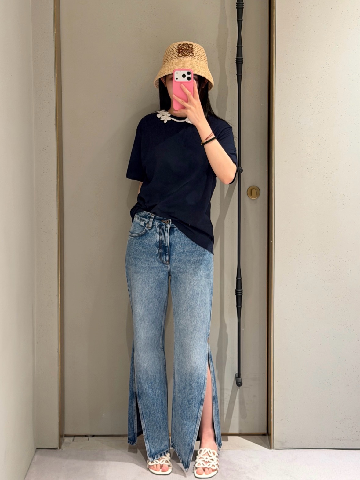 ロエベ クロシェ フラワー Tシャツ ネイビー マルチカラー 詳細画像 3