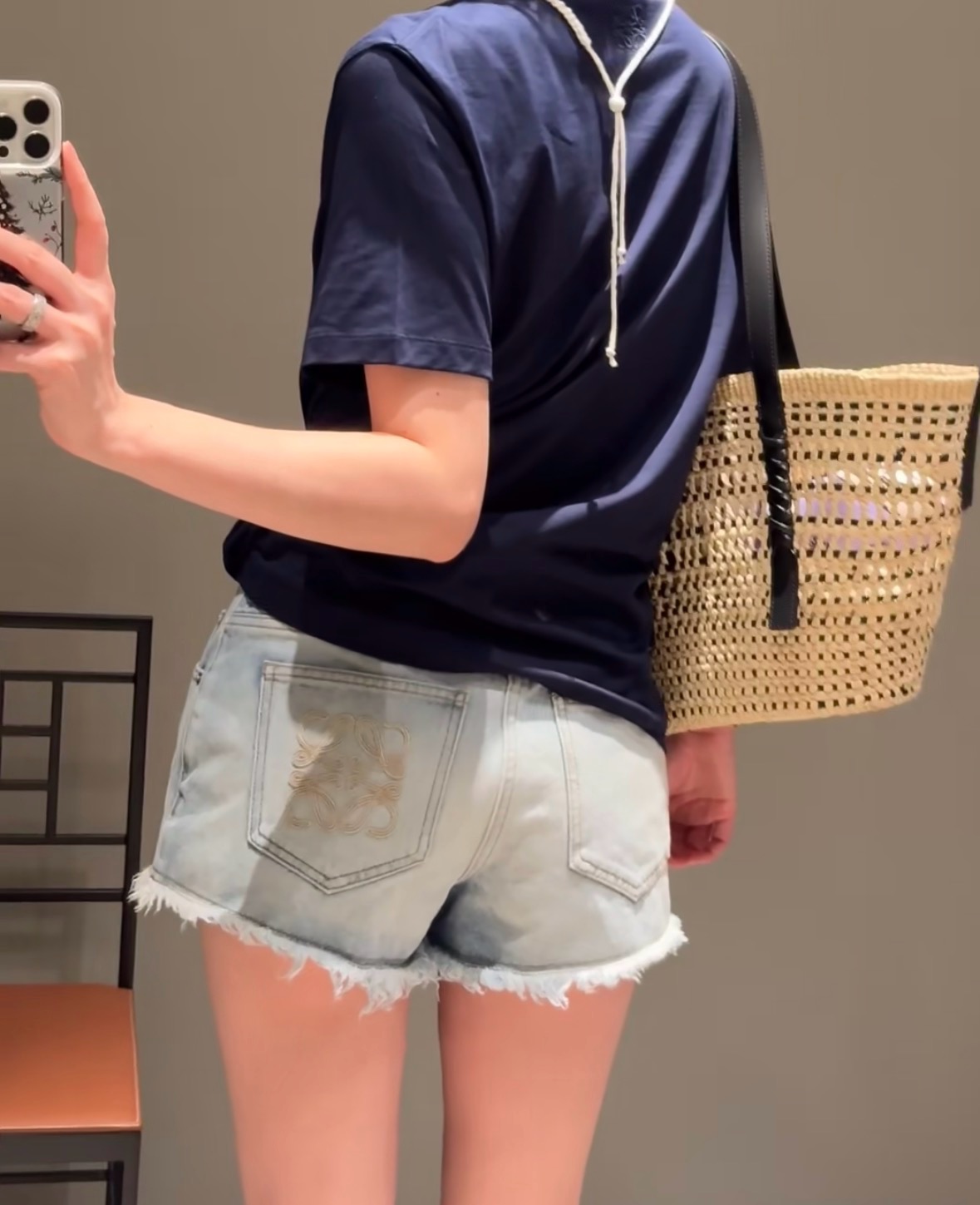 ロエベ クロシェ フラワー Tシャツ ネイビー マルチカラー 画像 6