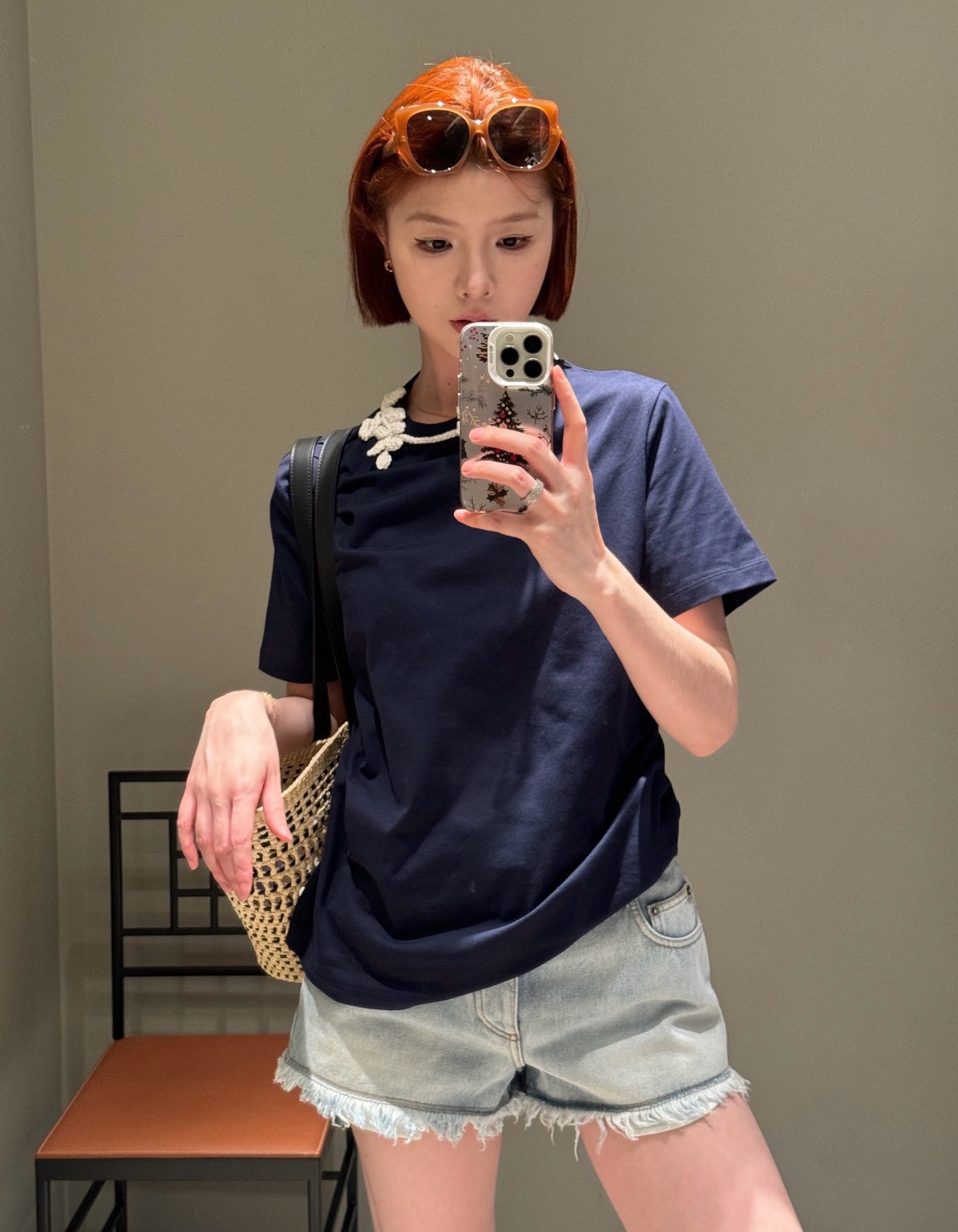 ロエベ クロシェ フラワー Tシャツ ネイビー マルチカラー 画像 7