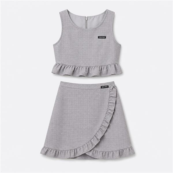 ミュウミュウ チェック ポプリン ブラウス スカート セット ラベンダー 26SS