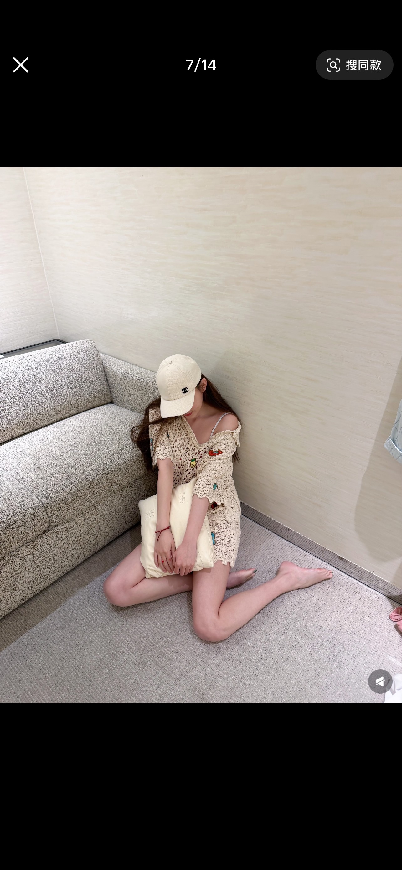 シャネル フローラルプリント オープンワーク ニット ニットトップ 26M 画像 6