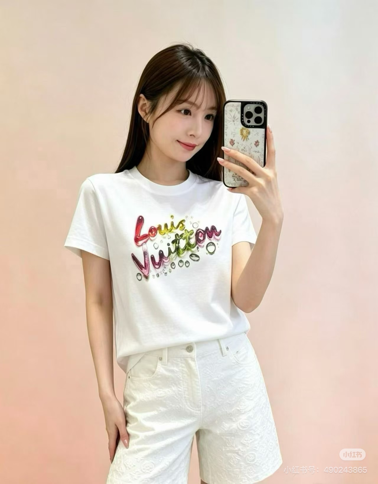 ルイヴィトン ロゴ ジャカード レタープリント キャンディ ロゴ Tシャツ 26SS 詳細画像 1