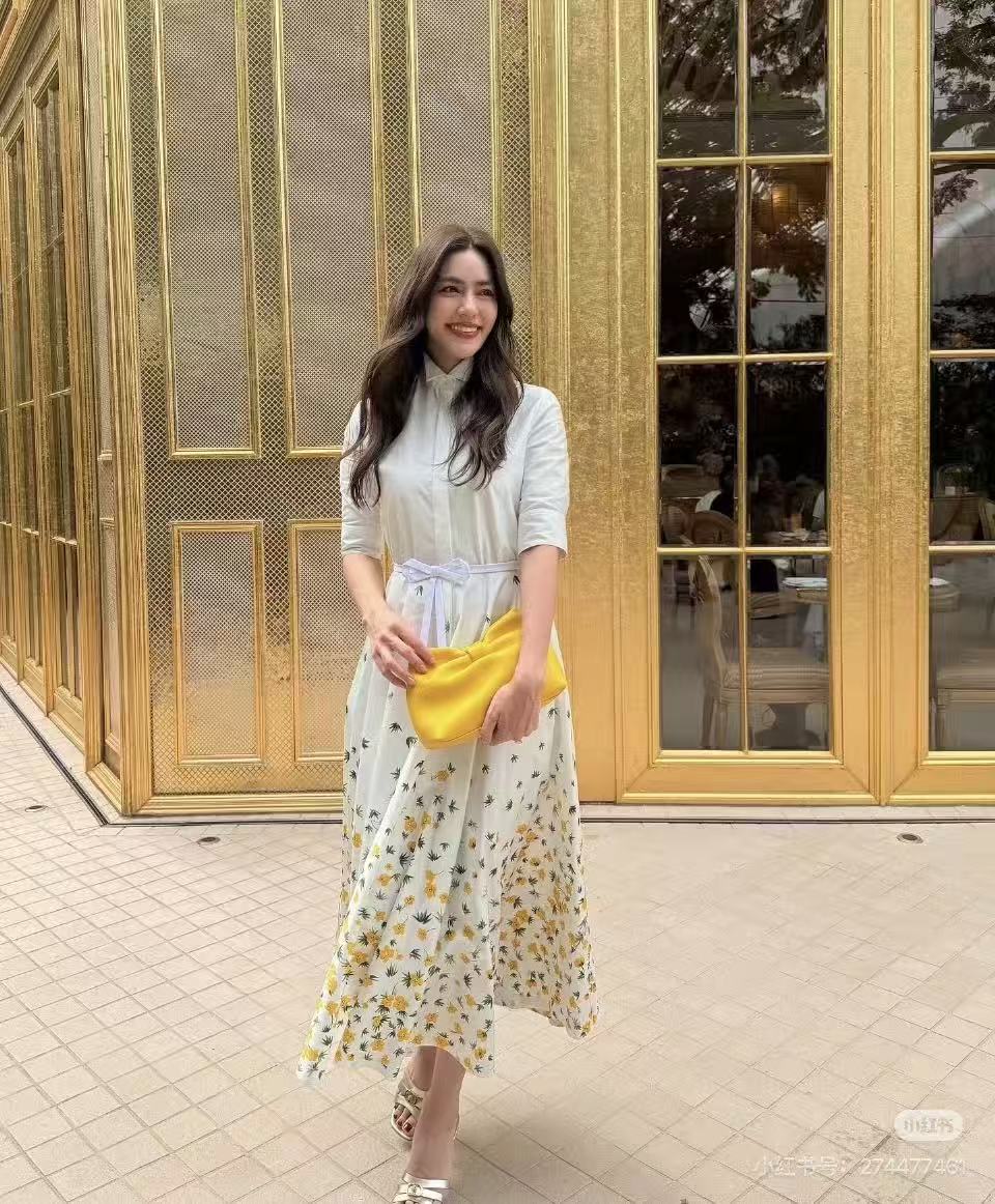 ディオール ミッドレングス フレア シャツドレス スズラン ホワイト マルチカラー 621R02A3C32_X0868 画像 6