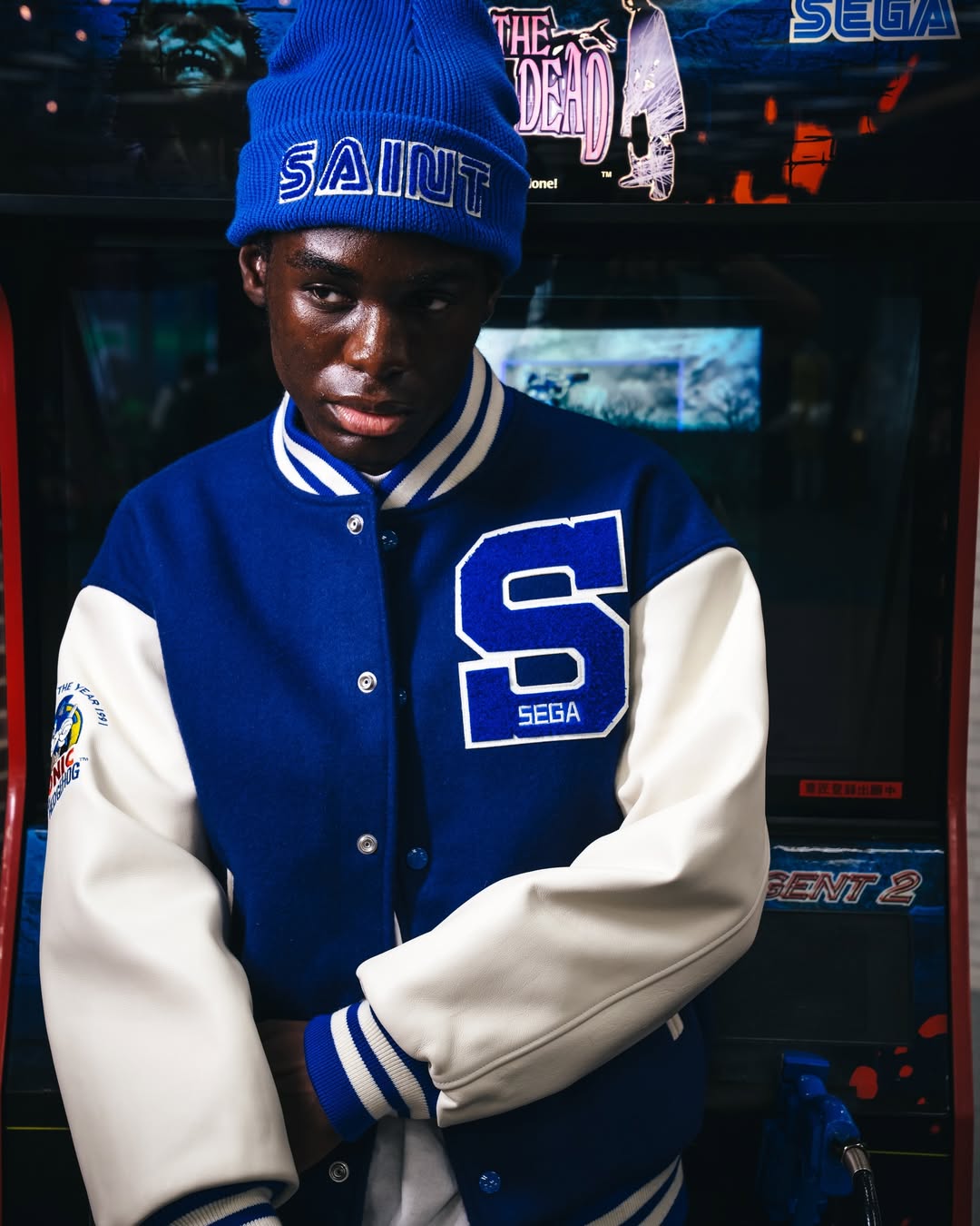 セント マイケル x セガ SG バーシティジャケット Saint Sega ブルー 画像 4