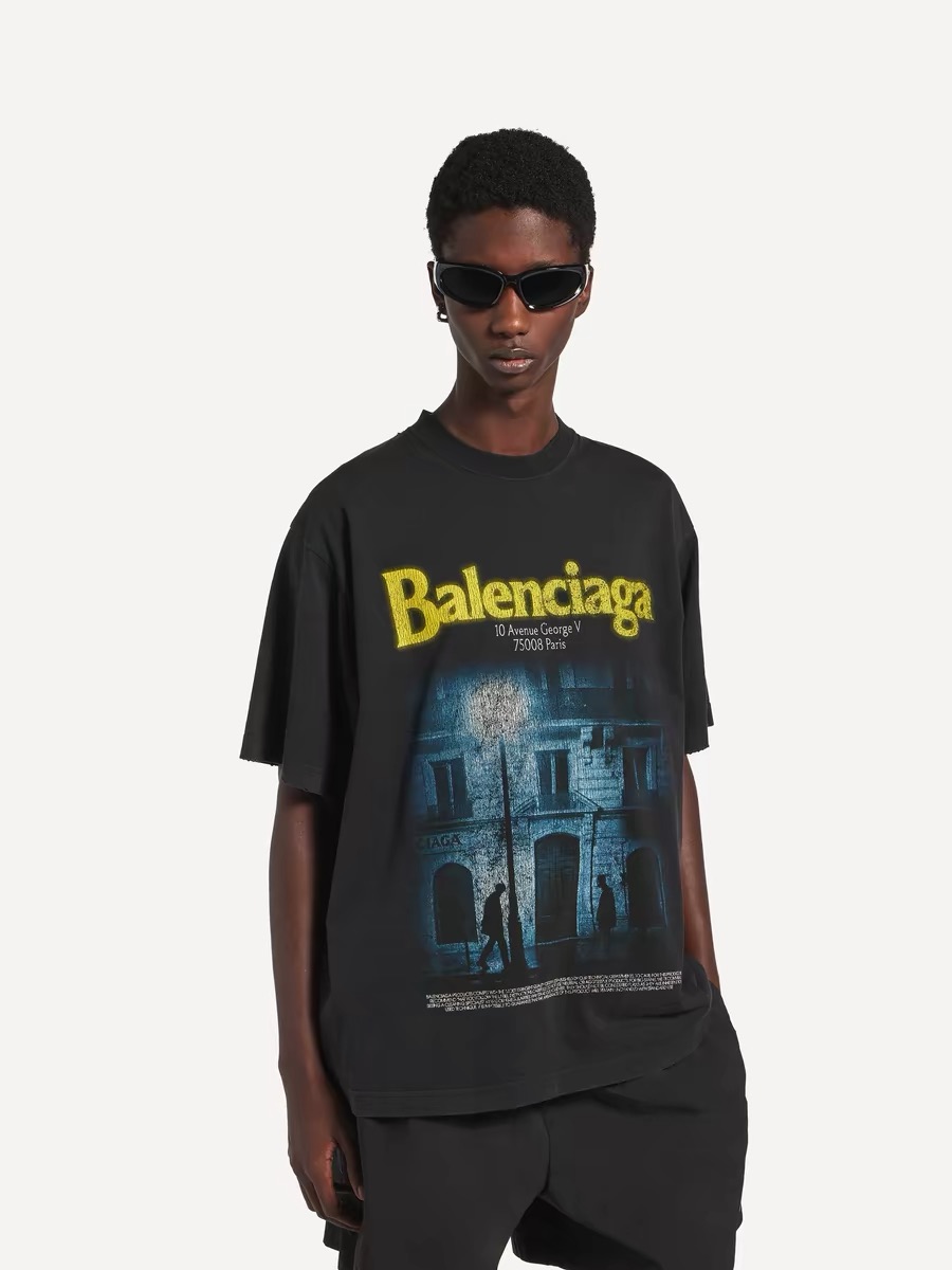 バレンシアガ ナイトビュー Avenue George V Tシャツ ブラック 画像 9