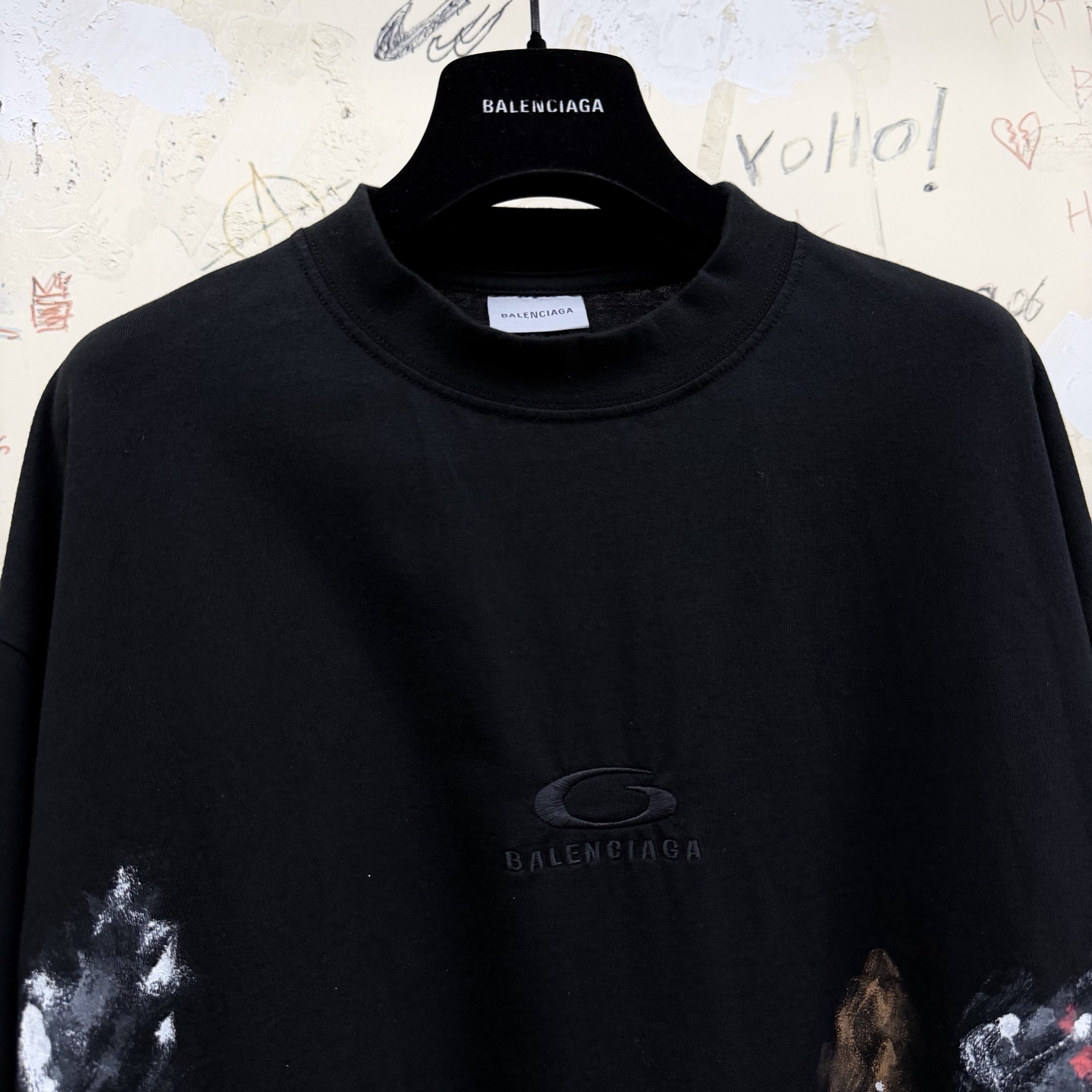 バレンシアガ ハンドペイント グラフィティTシャツ ブラック 詳細画像 3