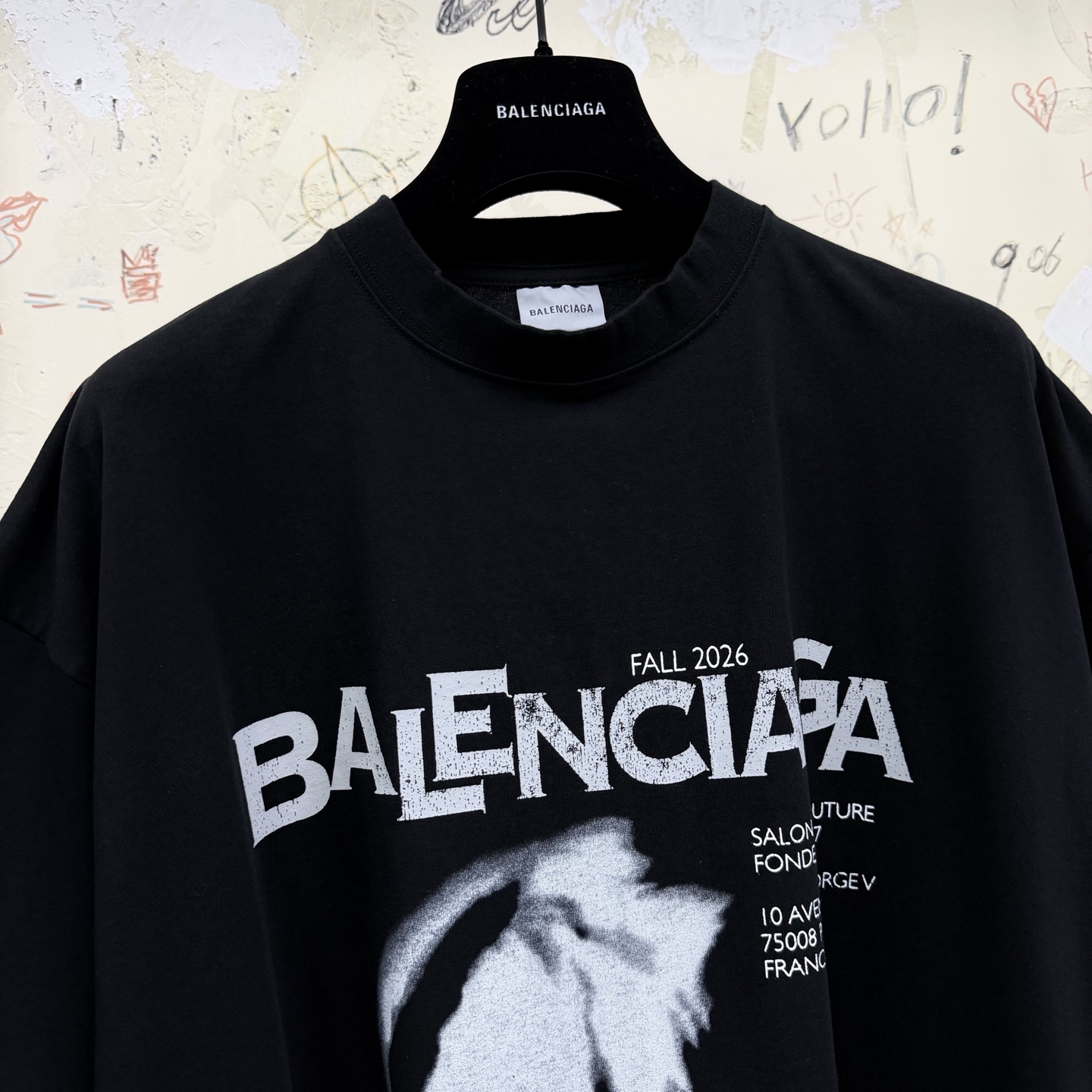 バレンシアガ サングラス ポートレートTシャツ ブラック 詳細画像 2