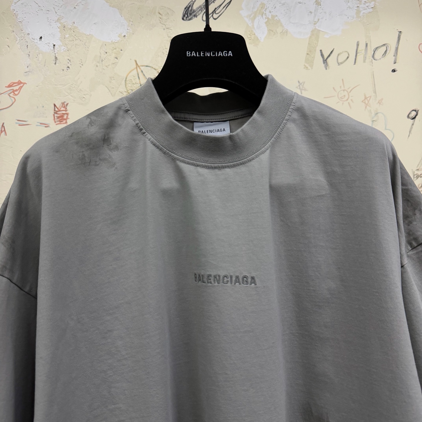 バレンシアガ 3B メルテッドロゴTシャツ グレー 画像 5