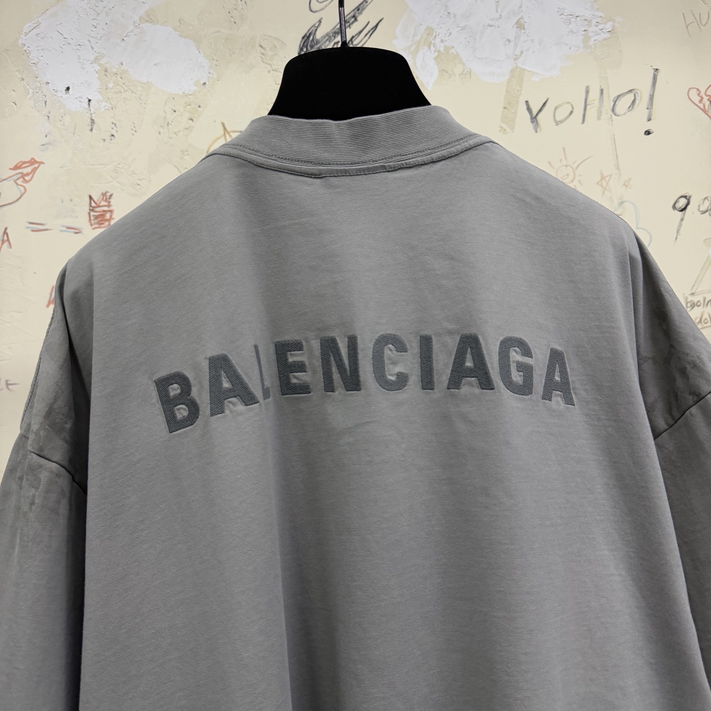バレンシアガ 3B メルテッドロゴTシャツ グレー 画像 9