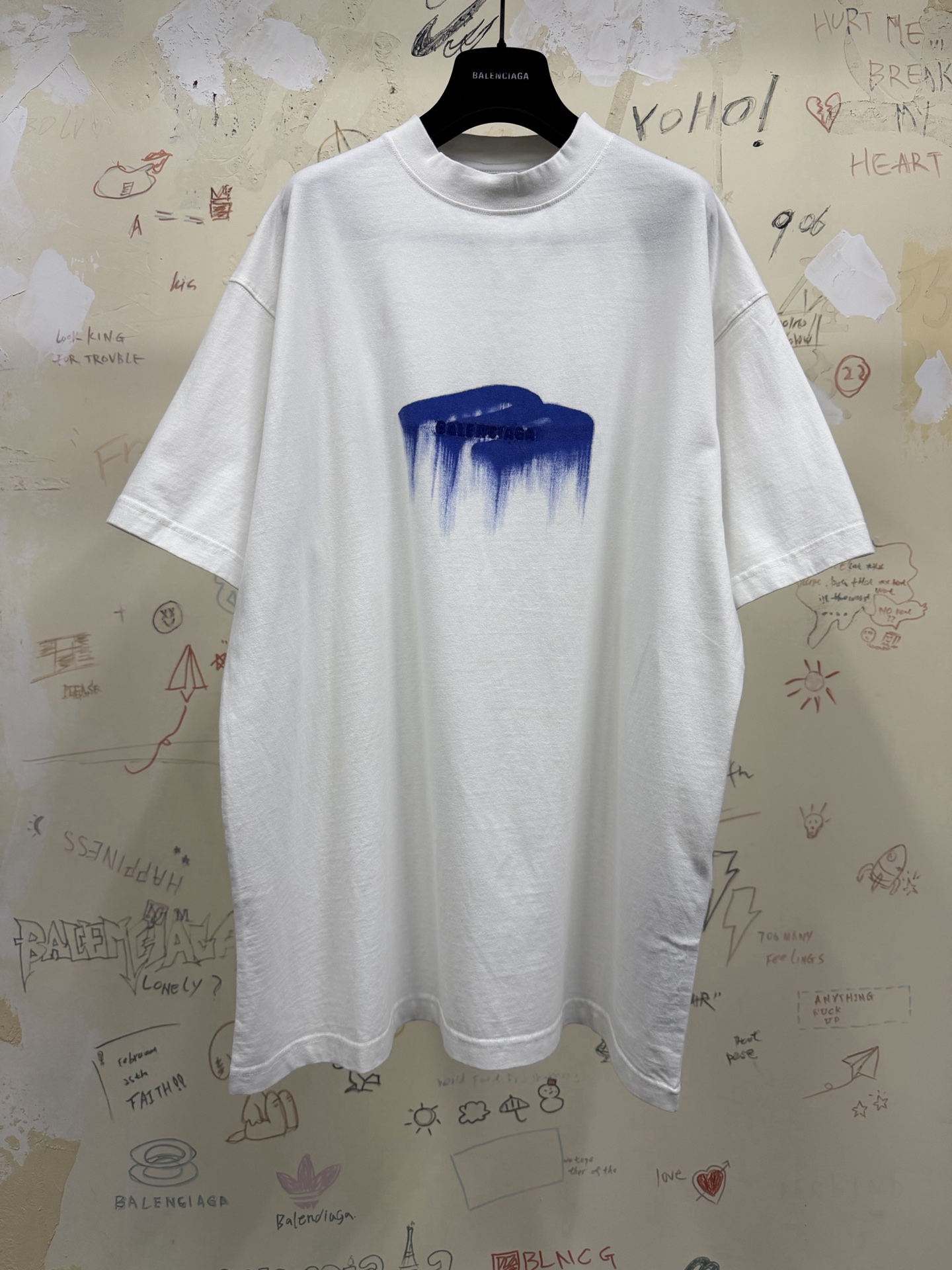 バレンシアガ 3B メルテッドロゴTシャツ ホワイト 詳細画像 1