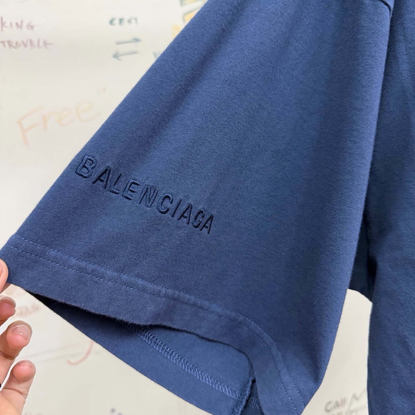 バレンシアガ スター刺繍 スローガンTシャツ ブルー 画像 4