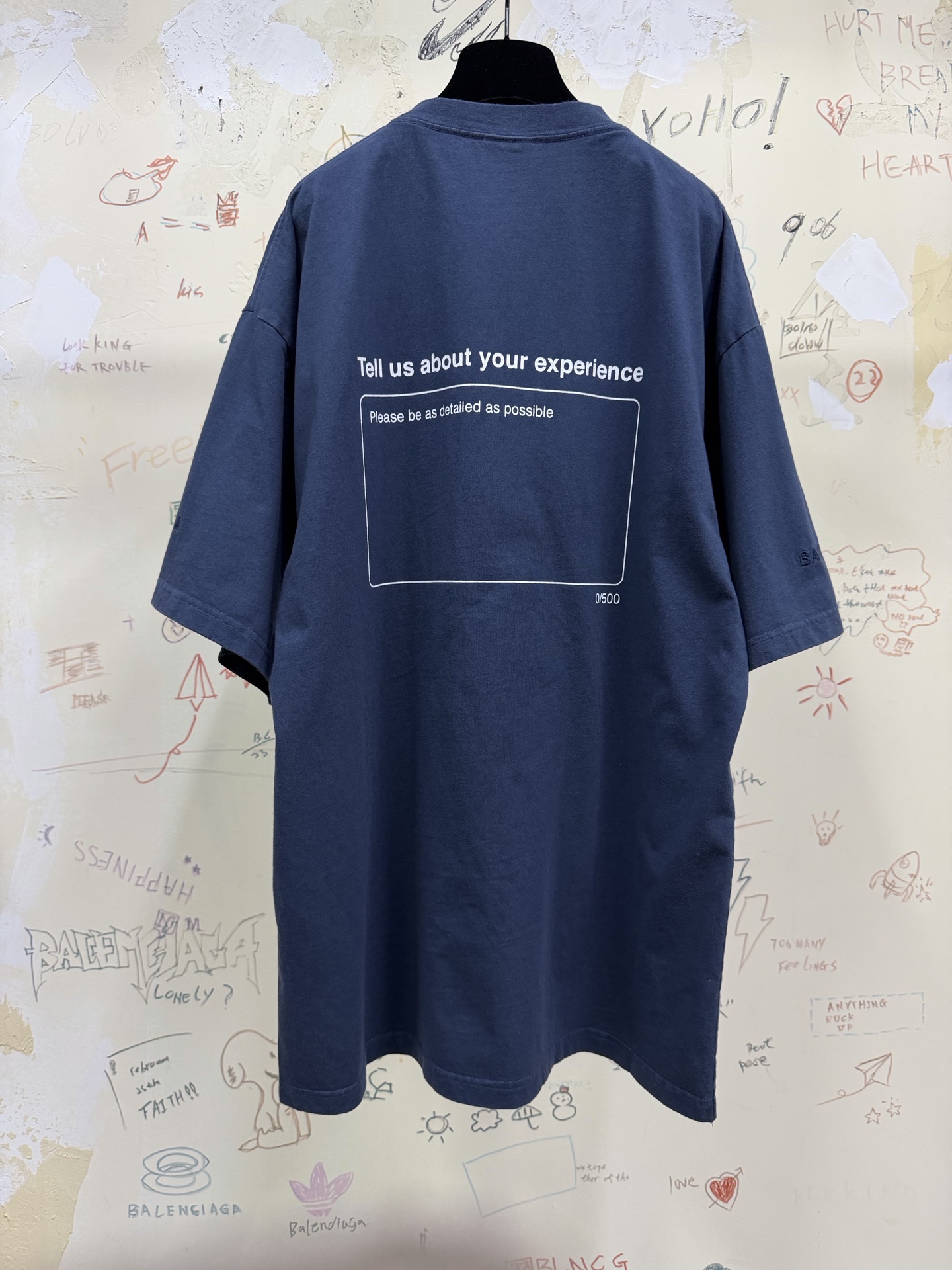 バレンシアガ スター刺繍 スローガンTシャツ ブルー 画像 5