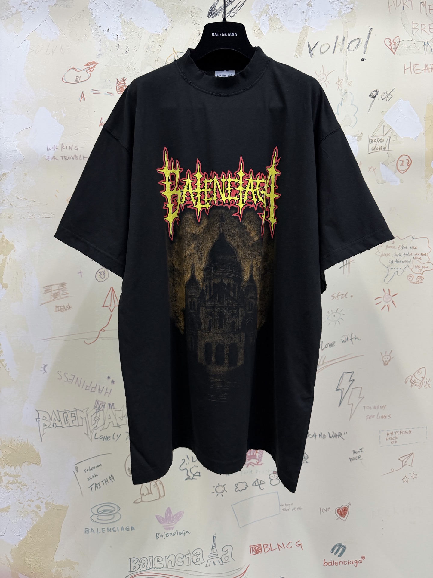 バレンシアガ フレイムキャッスルTシャツ ブラック 詳細画像 1