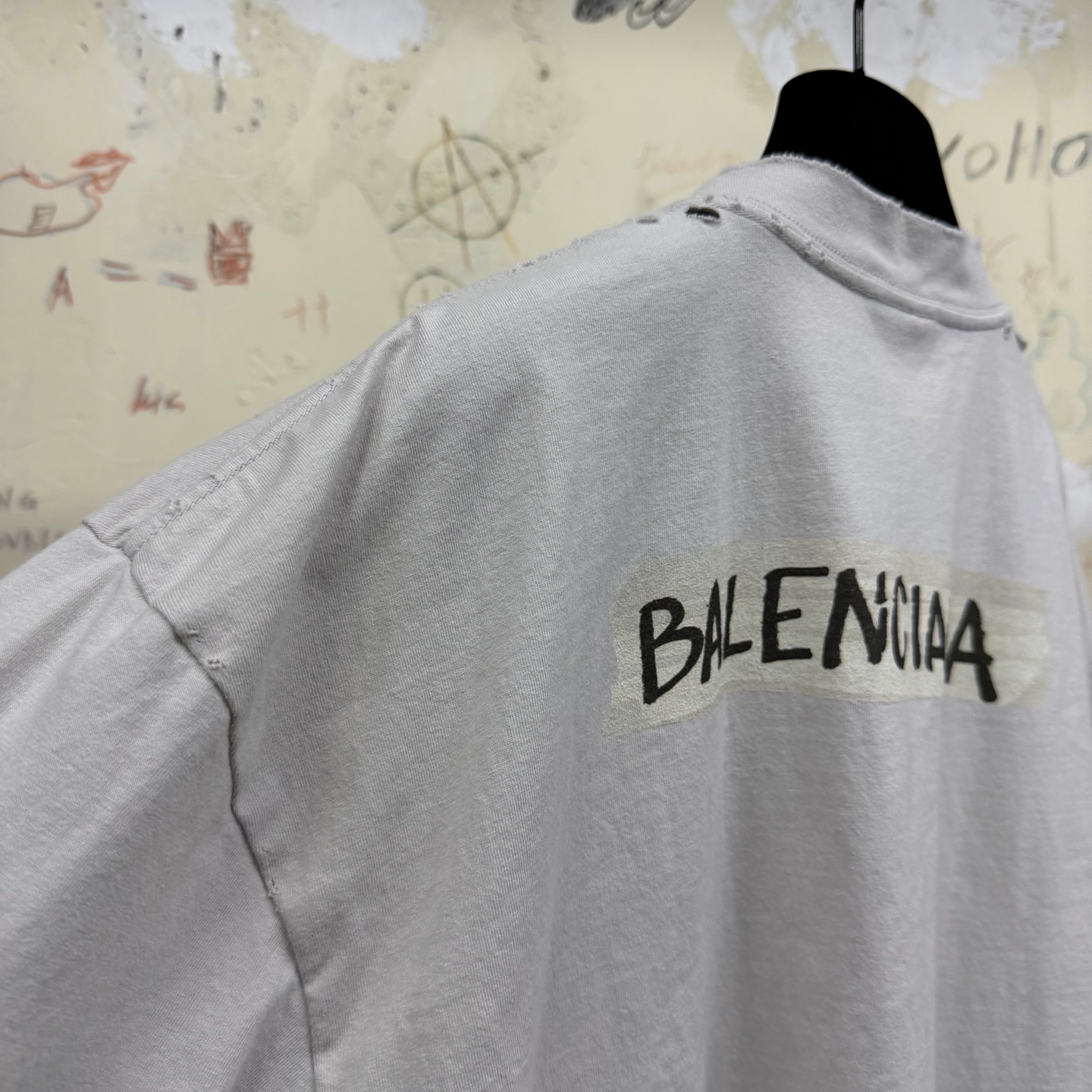 バレンシアガ マスキングテープ ロゴTシャツ グレー 画像 8