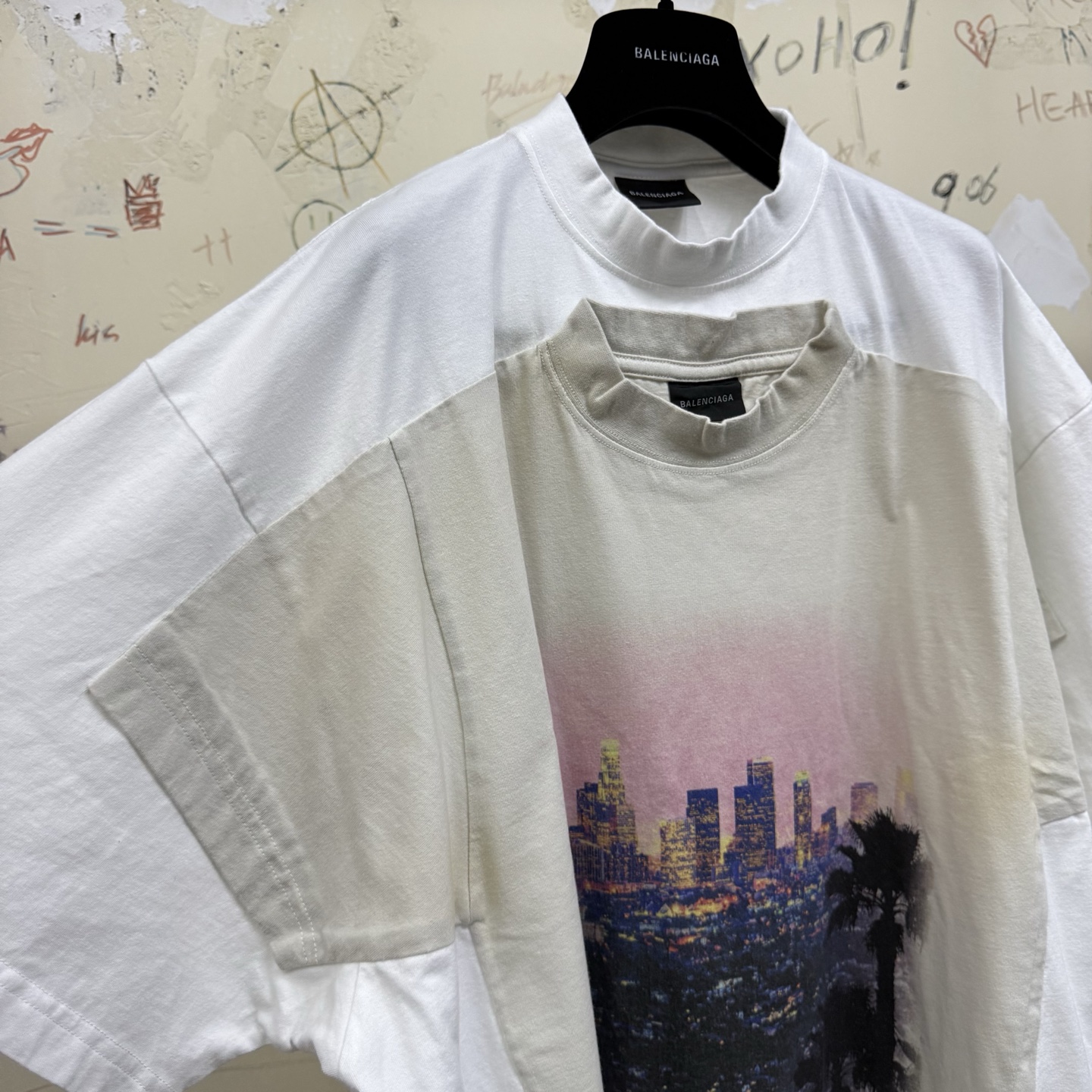 バレンシアガ ロサンゼルス レイヤードTシャツ ホワイト 詳細画像 2