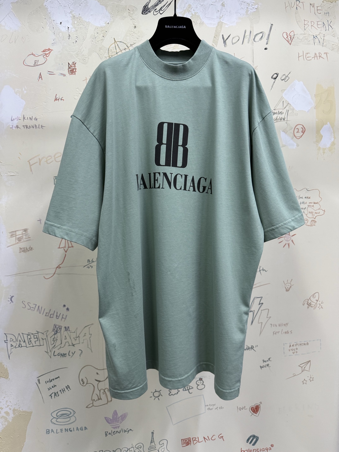 バレンシアガ BBロゴTシャツ ミント 詳細画像 1