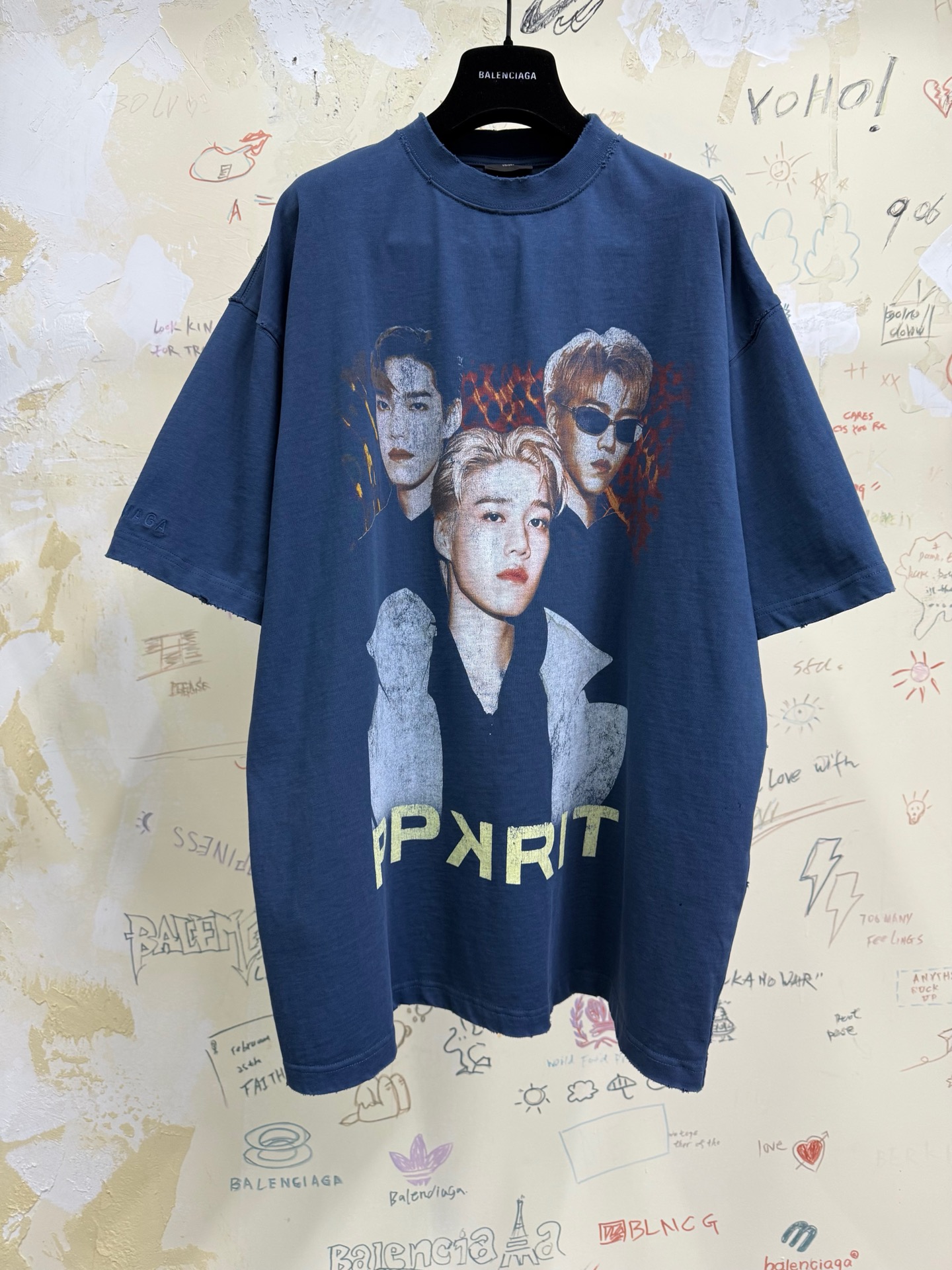 バレンシアガ PPKrit アンバサダー ポートレートTシャツ ブルー 詳細画像 1