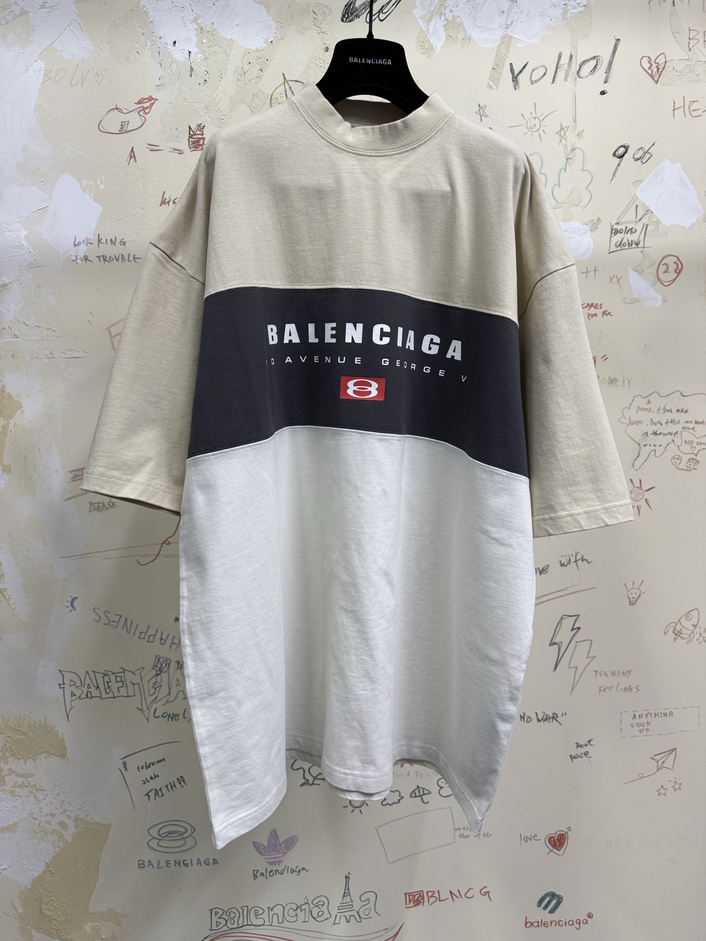 バレンシアガ ダブルリング トリコロールTシャツ ホワイト 詳細画像 1