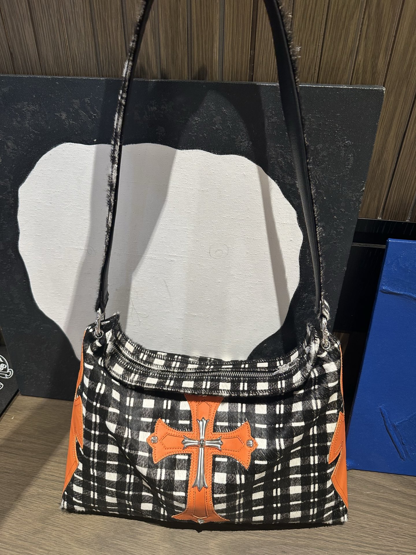 クロムハーツ チェック クロスパッチ ショルダーバッグ 詳細画像 1