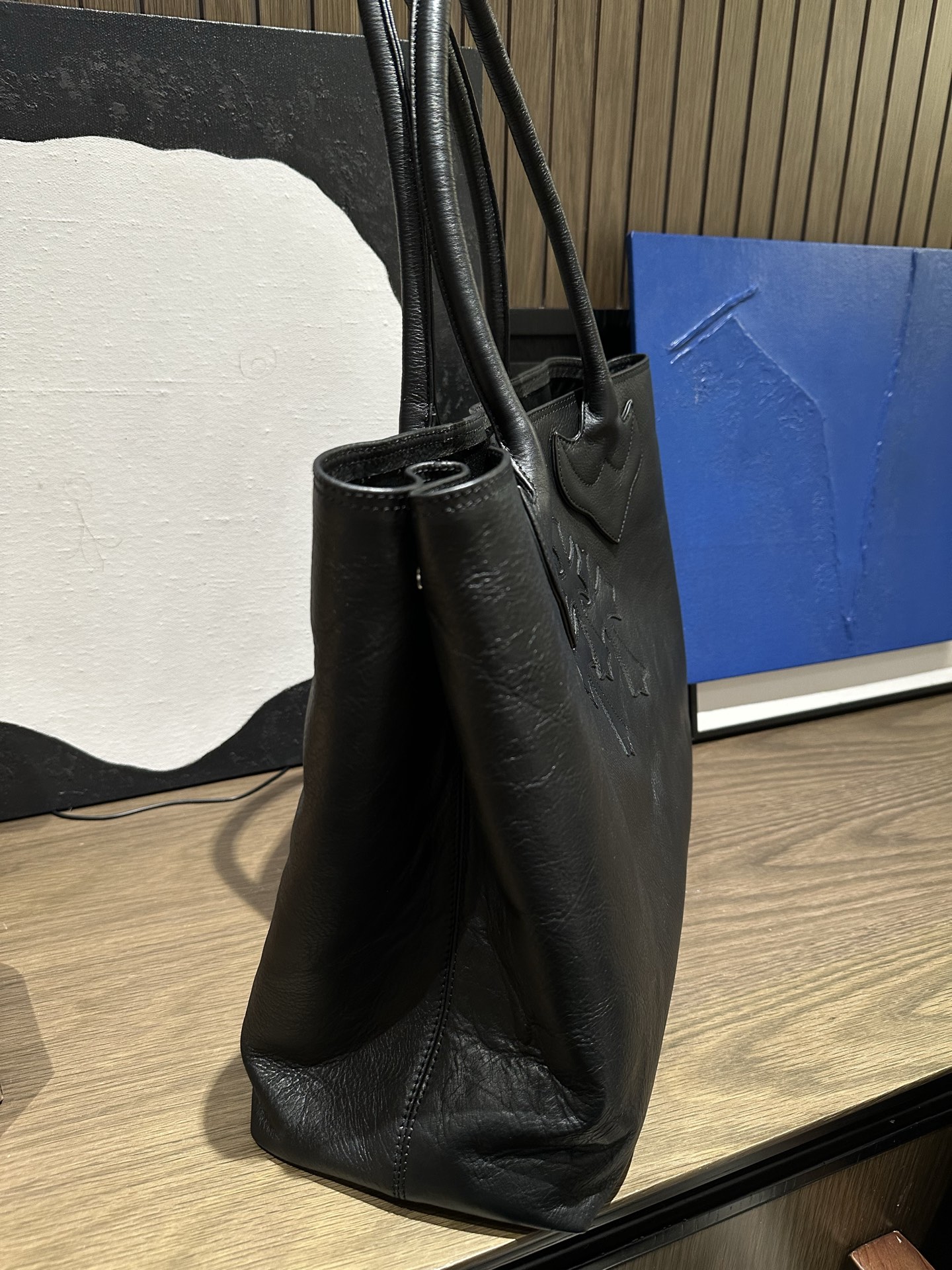クロムハーツ ブラックレザー トートバッグ 詳細画像 2