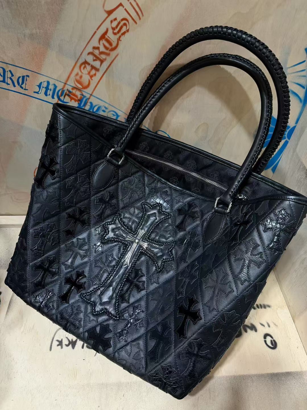 クロムハーツ ブラック クロス トート バッグ Monogram 詳細画像 3