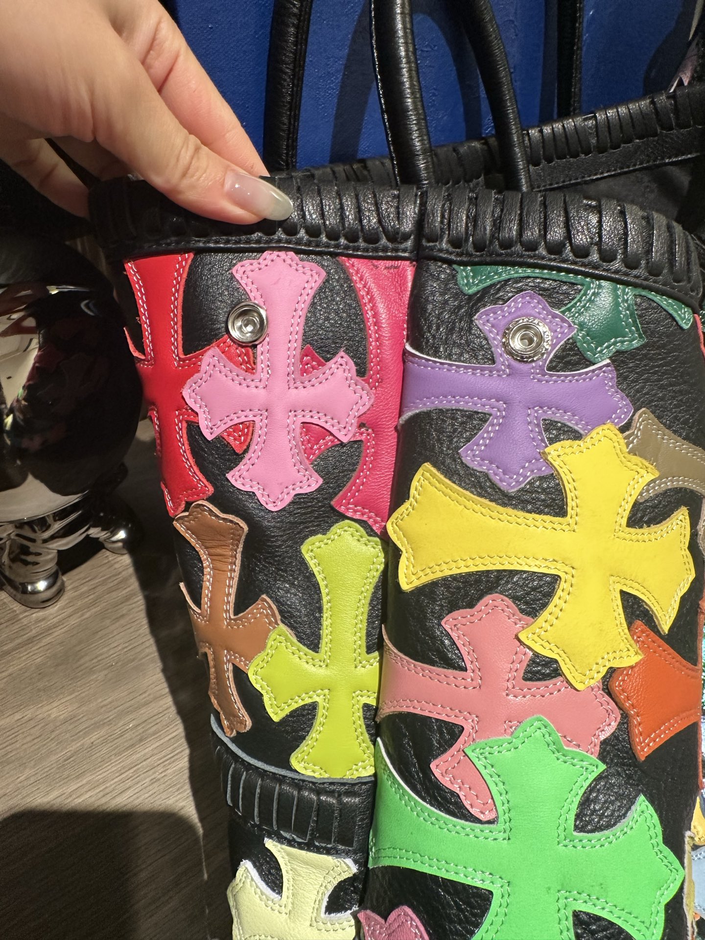 クロムハーツ マルチカラー クロス Patch Open トート バッグ 画像 6